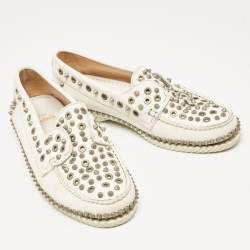 Christian Louboutin White Leather Yacht Loafers Size 40.5