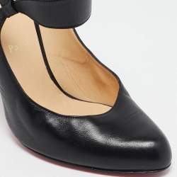 مملوكة مسبقًا Christian Louboutin Black Leather Ankle Strap Pumps Size 40