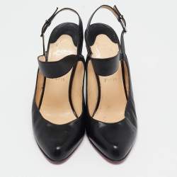 مملوكة مسبقًا Christian Louboutin Black Leather Ankle Strap Pumps Size 40