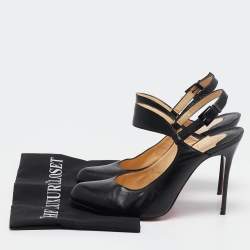 مملوكة مسبقًا Christian Louboutin Black Leather Ankle Strap Pumps Size 40