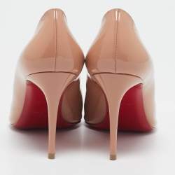 Pre Owned Christian Louboutin Beige Patent Leather Kate Pumps Size 38
