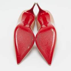 Pre Owned Christian Louboutin Beige Patent Leather Kate Pumps Size 38