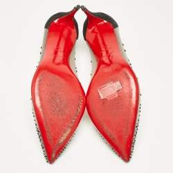 Christian Louboutin Black Glitter and Mesh Follies Strass Pumps Size 38