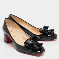 Pre Owned Christian Louboutin Black Patent Leather Carmela Pumps Size 40.5