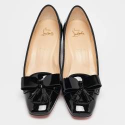 Pre Owned Christian Louboutin Black Patent Leather Carmela Pumps Size 40.5