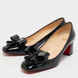 Pre Owned Christian Louboutin Black Patent Leather Carmela Pumps Size 40.5