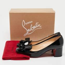 Pre Owned Christian Louboutin Black Patent Leather Carmela Pumps Size 40.5