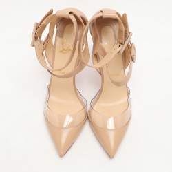 مملوكة مسبقًا Christian Louboutin Beige Leather and PVC Multimiss Pumps Size 42