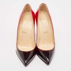 Pre Owned Christian Louboutin Black/Red Degrade Patent Leather Decollete Pumps Size 36.5