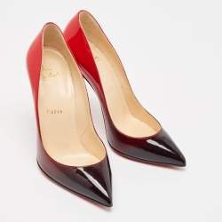 Pre Owned Christian Louboutin Black/Red Degrade Patent Leather Decollete Pumps Size 36.5