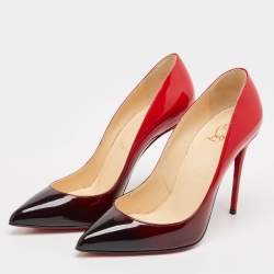 Pre Owned Christian Louboutin Black/Red Degrade Patent Leather Decollete Pumps Size 36.5