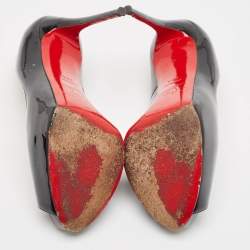 Pre Owned Christian Louboutin Black Patent Leather Very Prive Pumps Size 36.5