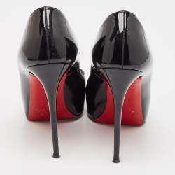 Pre Owned Christian Louboutin Black Patent Leather Very Prive Pumps Size 36.5