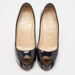 Pre Owned Christian Louboutin Black Patent Leather Very Prive Pumps Size 36.5
