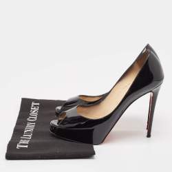 Pre Owned Christian Louboutin Black Patent Leather Very Prive Pumps Size 36.5