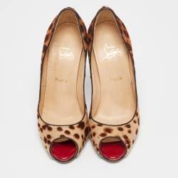 Christian Louboutin Brown/Beige Leopard Print Calf Hair Flo Pumps Size 39