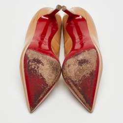 Christian Louboutin Beige Patent Leather Pigalle Plato Pumps Size 38
