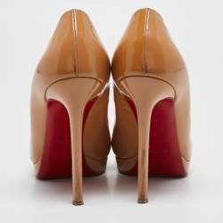 Christian Louboutin Beige Patent Leather Pigalle Plato Pumps Size 38