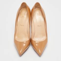 Christian Louboutin Beige Patent Leather Pigalle Plato Pumps Size 38