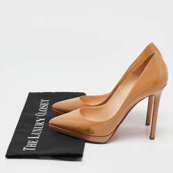 Christian Louboutin Beige Patent Leather Pigalle Plato Pumps Size 38