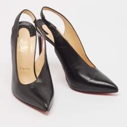 Pre Owned Christian Louboutin Black Leather Rivafish Pumps Size 38.5