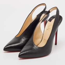 Pre Owned Christian Louboutin Black Leather Rivafish Pumps Size 38.5