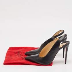 Pre Owned Christian Louboutin Black Leather Rivafish Pumps Size 38.5