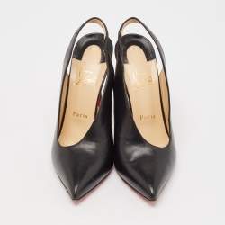 Pre Owned Christian Louboutin Black Leather Rivafish Pumps Size 38.5