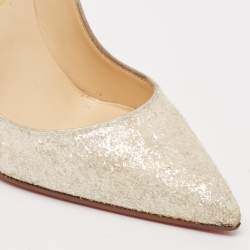Christian Louboutin White Glitter Effect Fabric So Kate Pumps Size 36.5