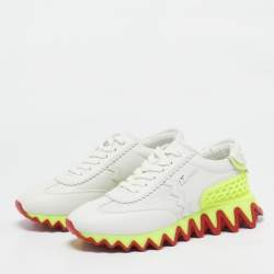 Christian Louboutin Grey Leather Loubi Shark Lace Up Sneakers Size 39