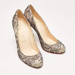 Christian Louboutin Black/Pink Lace and Satin Fifi Pumps Size 37