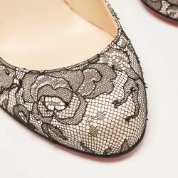 Christian Louboutin Black/Pink Lace and Satin Fifi Pumps Size 37
