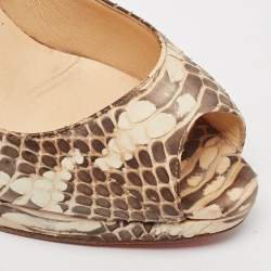 Christian Louboutin Beige Python Leather Lady Peep Peep Toe Pumps Size 38