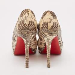 Christian Louboutin Beige Python Leather Lady Peep Peep Toe Pumps Size 38