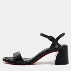 Christian Louboutin Black Leather Miss Jane Sandals Size 36