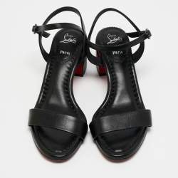 Christian Louboutin Black Leather Miss Jane Sandals Size 36