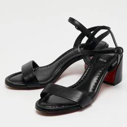 Christian Louboutin Black Leather Miss Jane Sandals Size 36