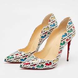 Pre Owned Christian Louboutin Multicolor Printed Patent Leather Hot Chick Pumps Size 40