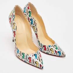 Pre Owned Christian Louboutin Multicolor Printed Patent Leather Hot Chick Pumps Size 40