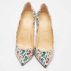 Pre Owned Christian Louboutin Multicolor Printed Patent Leather Hot Chick Pumps Size 40