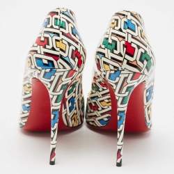Pre Owned Christian Louboutin Multicolor Printed Patent Leather Hot Chick Pumps Size 40