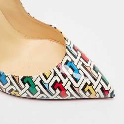 Pre Owned Christian Louboutin Multicolor Printed Patent Leather Hot Chick Pumps Size 40
