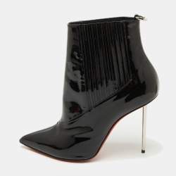 Christian Louboutin Black Patent Leather Epic Galva Heel Booties Size 41