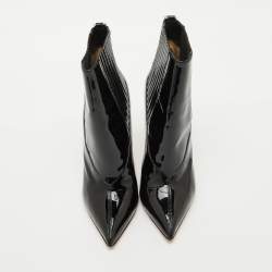 Christian Louboutin Black Patent Leather Epic Galva Heel Booties Size 41