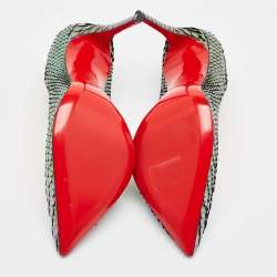 Pre Owned حذاء كعب عالي كريستيان لوبوتان سو كيت جلد ثعبان ثنائي اللون مقدمة مدببة مقاس 39.5