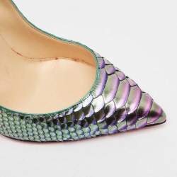 Pre Owned حذاء كعب عالي كريستيان لوبوتان سو كيت جلد ثعبان ثنائي اللون مقدمة مدببة مقاس 39.5