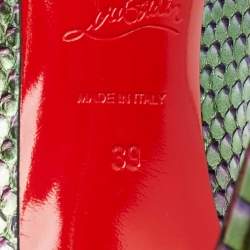 Pre Owned حذاء كعب عالي كريستيان لوبوتان سو كيت جلد ثعبان ثنائي اللون مقدمة مدببة مقاس 39.5