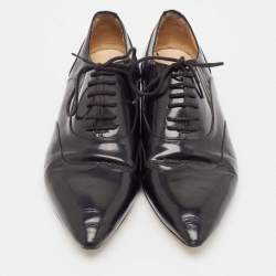 Christian Louboutin Black Patent Leather Lace Up Oxfords Size 36