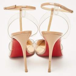 Christian Louboutin Beige Patent Leather and PVC Nosy Pumps Size 39
