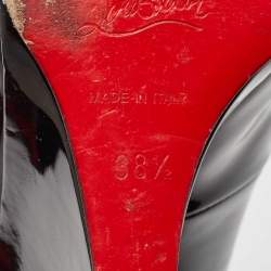 Christian Louboutin Black Patent Leather Ron Ron Wedge Pumps Size 38.5